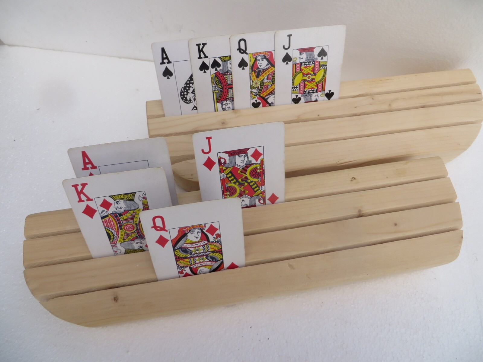 Solid Pine Card Holder for Hand & Foot, 13 x 3.5 x 2.2 Inches-image