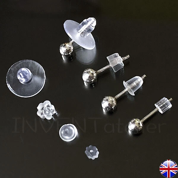 Clear Rubber Tube Earring Backs Stoppers 3x2mm 