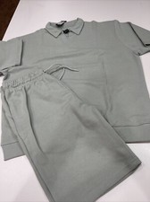 Boohoo Man- Mens Sage Green Short-sleeve And Shorts Lounge Set- Size S