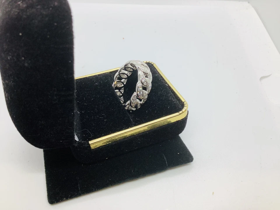 Alianza de plata de ley, micro pavé, boda de eternidad para hombre, aniversario, talla 10 Foto 3 de 4