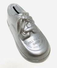 VINTAGE SHOE ADVERTISING POLL PARROT SILVER SHOE PLASTIC BANK KP21