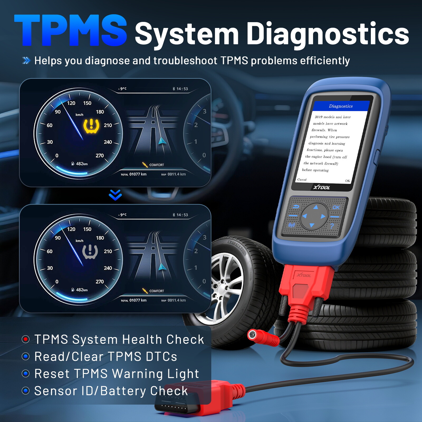 XTOOL TP150 OBD2 Scanner Diagnostic Tool TPMS Programming Relearn Activatation