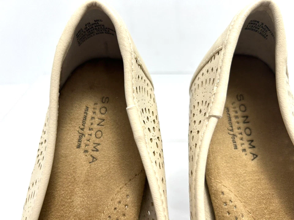 Zapatos planos de ballet Sonoma para mujer talla 6,5 M sin cordones color marfil imitación cuero #J Foto 3 de 4