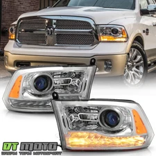 2013-2018 Ram 1500 2500 3500 Chrome Projector Headlights Headlamps Left+Right