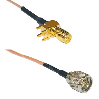 RG178 RP-SMA Female PCB Tall to MINI UHF MALE Coax RF Cable USA-Ship