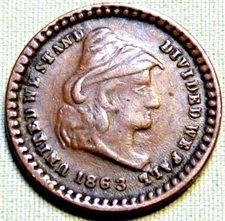 1863 Patriotic Civil War Token - United We Stand / Army & Navy - Lot 224