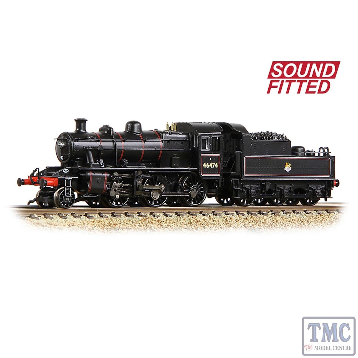 372-626BSF Graham Farish N Gauge LMS Ivatt 2MT 46474 BR Lined Black