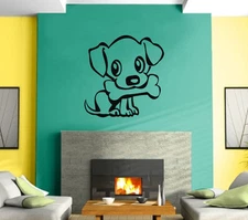 Wall Art Decor Vinyl Sticker Dog With Bone Animal Kids Puppy Mural (z561)