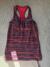 Athleta Racerback Tank Top -Pink Purple Gray Stripe-Built-In Shelf Bra-XS -NWOT