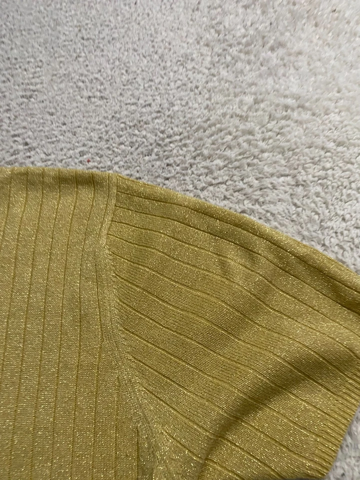 Suéter Pullover Sag Harbor Mujer Brillo Manga Corta Cuello Simulado Dorado Talla L Foto 3 de 4