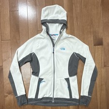 The North Face Full Zip Fleece Hoodie White Gray S/P Women's Hooded Jacket