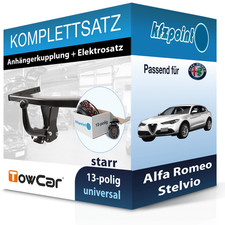 Für Alfa Romeo Stelvio 17- TOWCAR Anhängerkupplung starr + 13polig E-Satz neu
