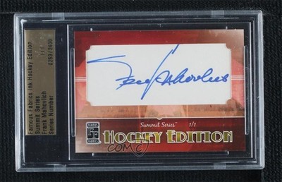 2010 Famous Fabrics Ink Hockey Edition 1/1 Frank Mahovlich #253 Auto HOF 4f5