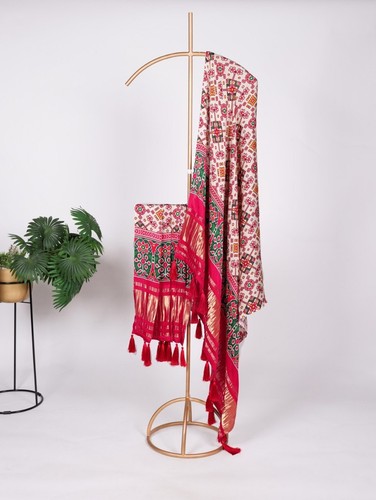 New Launching Pure Gaji Silk White Color Dupatta For Women Function Wear - 第 1/9 張圖片