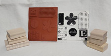 RARE Stampin' Up Be Happy Set of 6 Wood Rubber Stamps Retired 2006