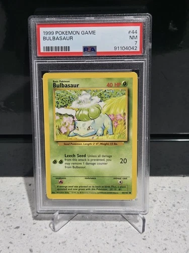 💎 PSA 7 Near Mint 1999 Pokemon Game Base Set Unlimited Bulbasaur 44/102 (POK#3)