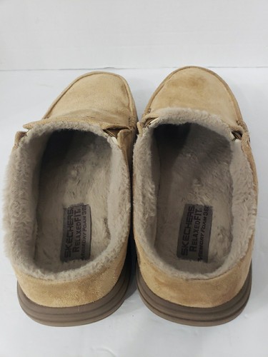 Skechers Relaxed Fit Memory Foam 360 Tan & Fur Lined Slippers (Size 10) VGC - Picture 6 of 8