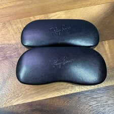 Ray-Ban Black Leather Hard Shell Eyeglasses Sunglasses Case Clamshell Lined OEM