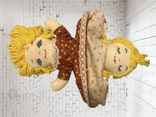 Rare vintage  Topsy Turvy  rag doll Yarn Hair embroidered face awake and asleep