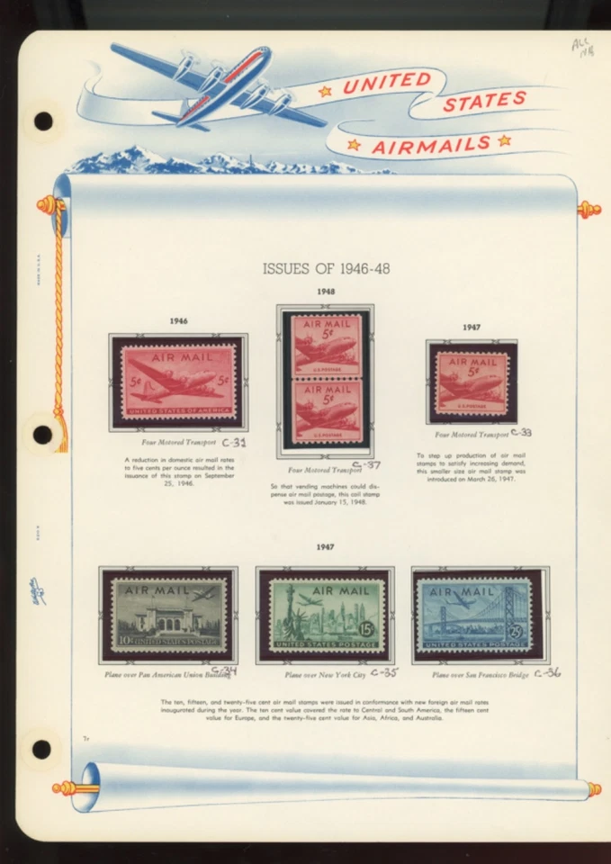 US stamps BOB mnh USED mh  UNITED STATES  airmail  white ace CV $322.90  (goo10 - Image 4 of 4