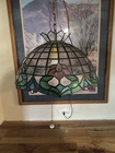 Vintage 16” Tiffany Style Pendant Floral Hanging Ceiling Light Stained Glass