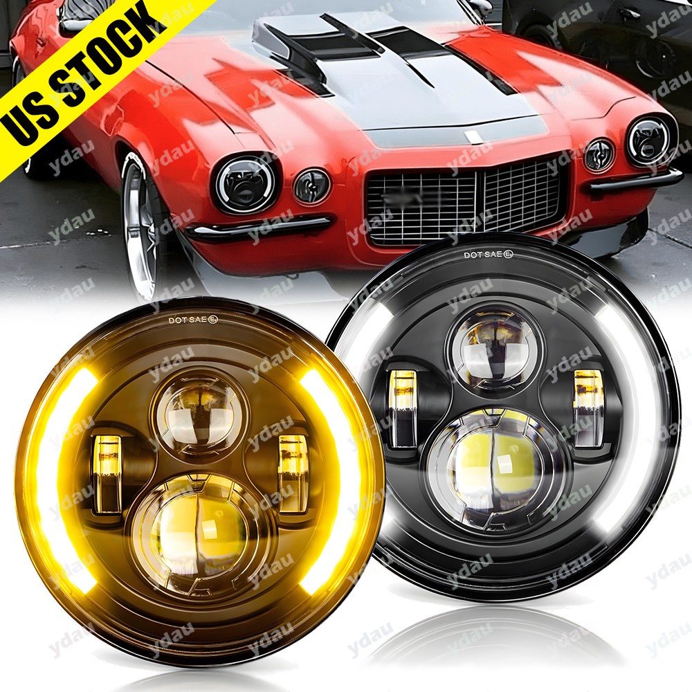 2x Round 7" Inch LED Headlights Projector For Chevrolet Two-Ten Series 1953-1957