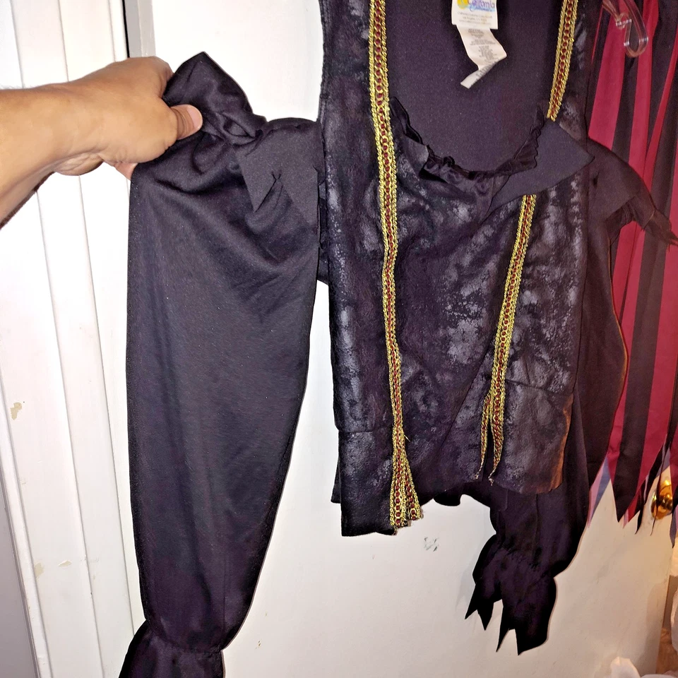 California костюмы женщин пират Венч костюм черный/красный в полоску юбка M - Изображение 4 из 4