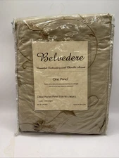 Rod Pocket Curtain Panel Embroidered Floral 55"W x 96"L Champagne Beige