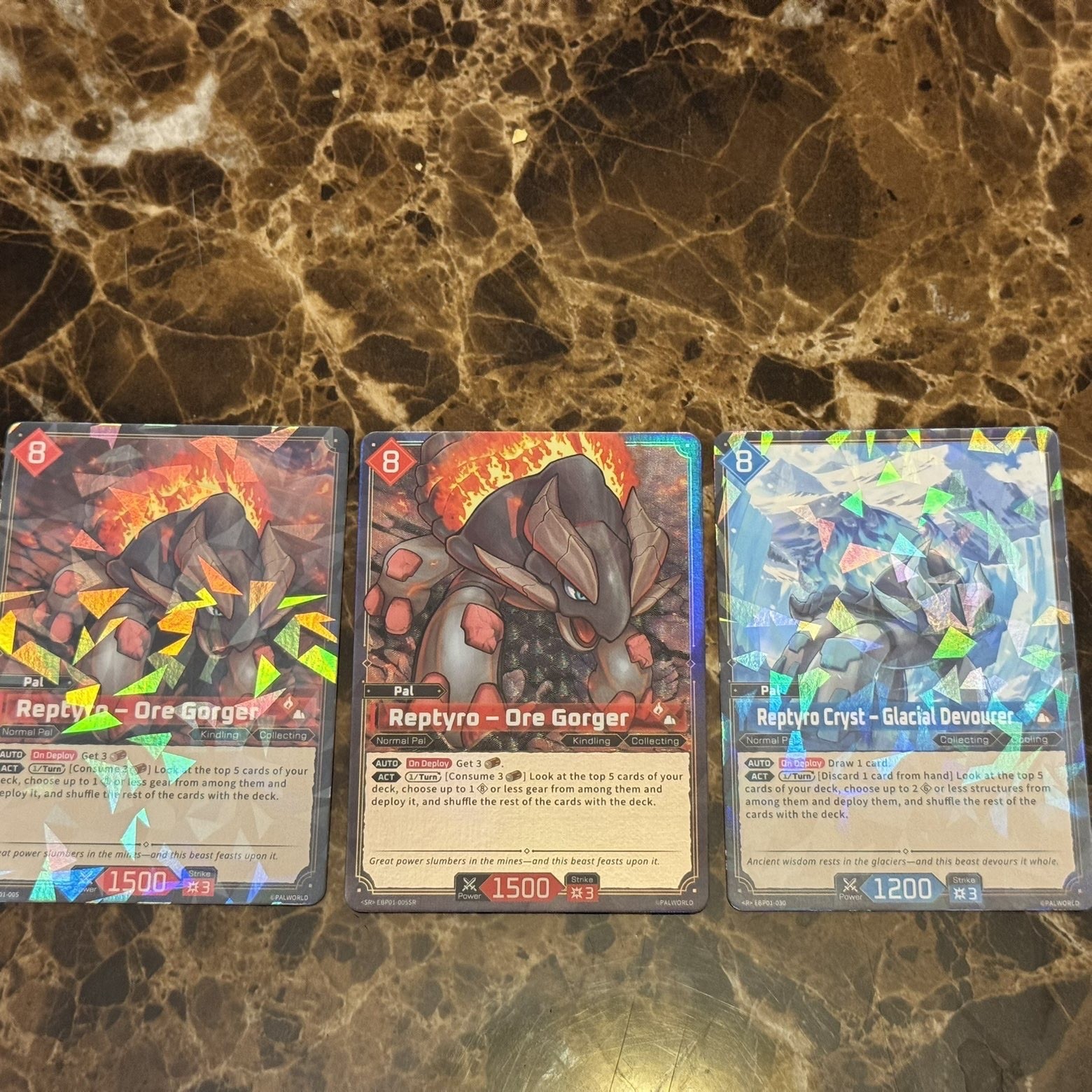 Palworld Official Card Game EBP01 Reptyro Holo Foil 3 Cards Lot