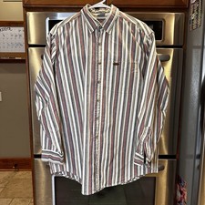 Vtg 90s Carhartt Men's Rugged Outdoors Striped Chambray Button Workshirt XL