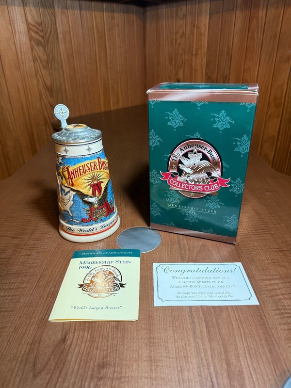 World's Largest Brewer, Anheuser-Busch Collectors Club Lidded Stein CB3