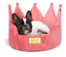 Paris Hilton Pet Gear Prive Crown Cozy Round Cat & Dog Bed Collection Washable