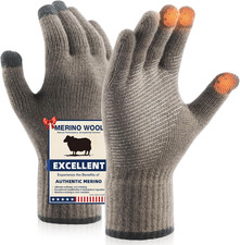Merino Wool Gloves for Men Women Touch Screen Warm Anti-Slip Glove Liners Therma