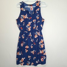 41 Hawthorn Womens Medium Blue Foral Shirt Mini Dress Lightweight