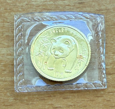 China 1986 Gold 1/10 oz 10 Yuan Panda Original Mint Sealed BU with copper spots 4386.00 per troy oz