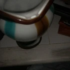 Vintage Murano Style Blown Glass Multi Color Ruffle Top Vase 5.5”