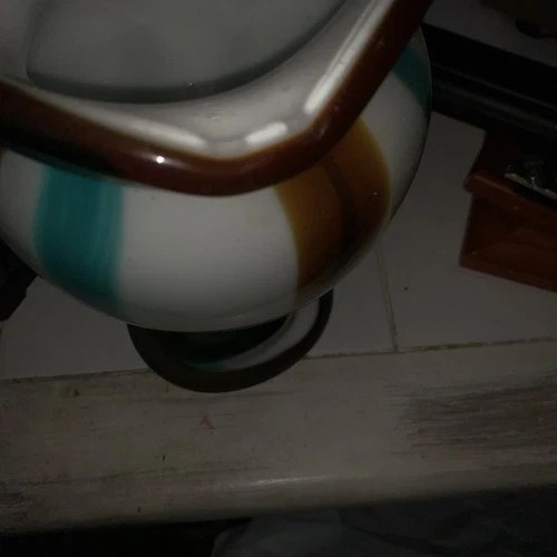 Vintage Murano Style Blown Glass Multi Color Ruffle Top Vase 5.5”