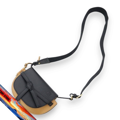LOEWE Gate Dual Mini Shoulder Bag Leather Black Brown Women