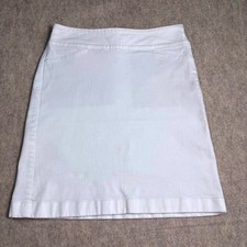 Talbots Skirt Womens 4P White Cotton Blend A-Line Side Zip Classic Preppy Chic