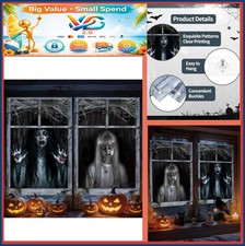 Halloween Window Curtain Cover Scary Bloody Ghost Poster 47 Inch Haunted House