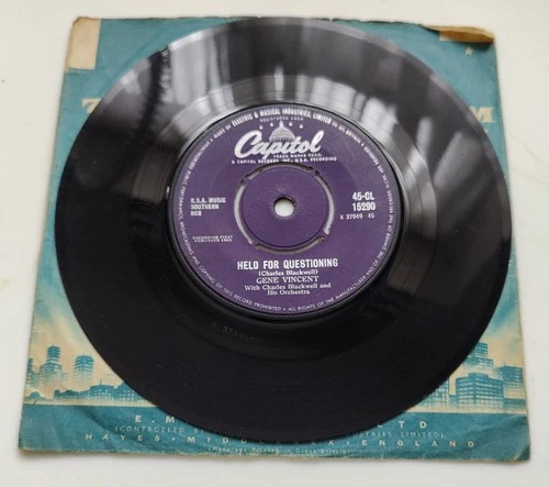 GENE VINCENT HELD FOR QUESTIONING / YOU'RE STILL IN MY HEART UK 1963 CAPITOL 45