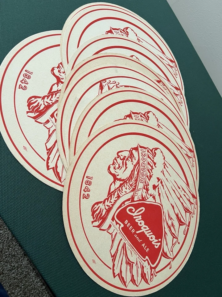Lote De Colección De 12 Forros De Bandeja De Cerveza India Iroquesa Y Ale Buffalo NY Doble Cara Foto 3 de 4