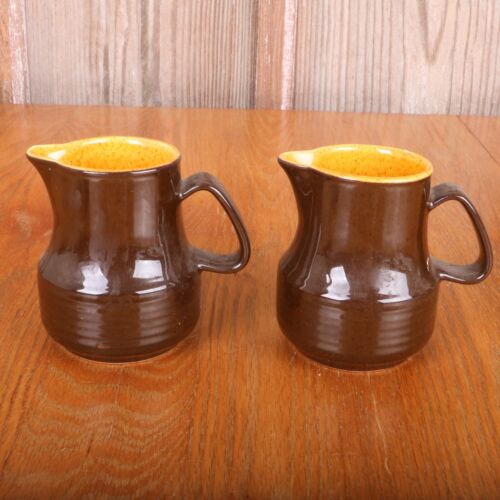 2 Vintage Homer Laughlin Yellow Decostone Creamer Pitchers by Andre Ponche - Picture 1 of 4