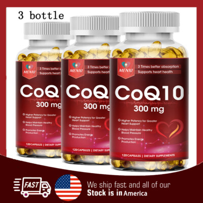 CoQ-10 300mg 360 Softgels Coq10 Co Q10 Coenzyme Heart Support NON GMO Capsules