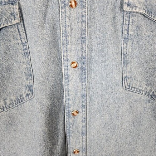 Roper Light Wash 100% Cotton Snap Closure Denim Western Shirt | Men's XL - Picture 2 of 6