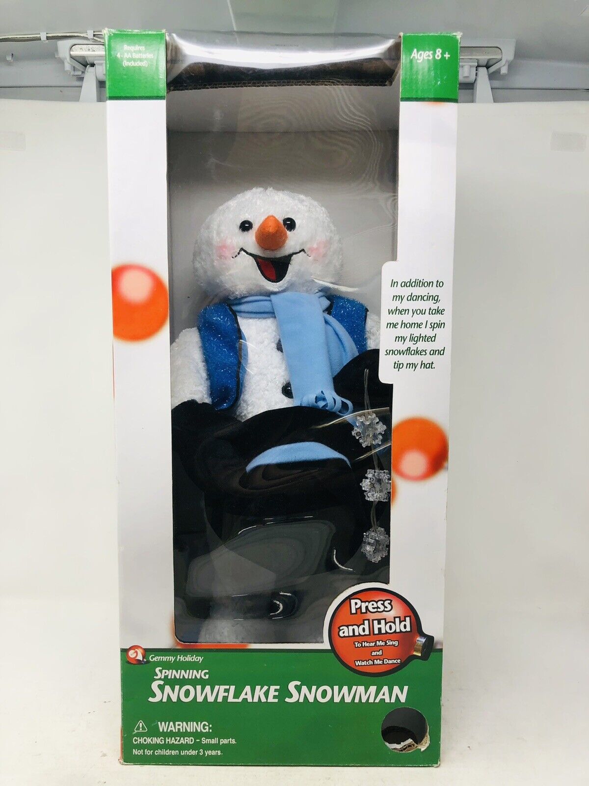 HTF Gemmy Snow Miser Animated Snowman Singing Spinning Snowflake 2002 w/Leg  READ