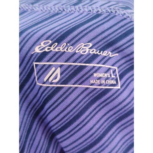 Eddie Bauer purple and navy stripe athletic outdoorsy top large - Picture 3 of 5