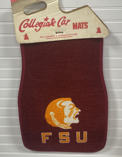 Vintage Collegiate Car Mats FSU Florida State Seminoles Maroon New Old Stock - Foto 1 di 10