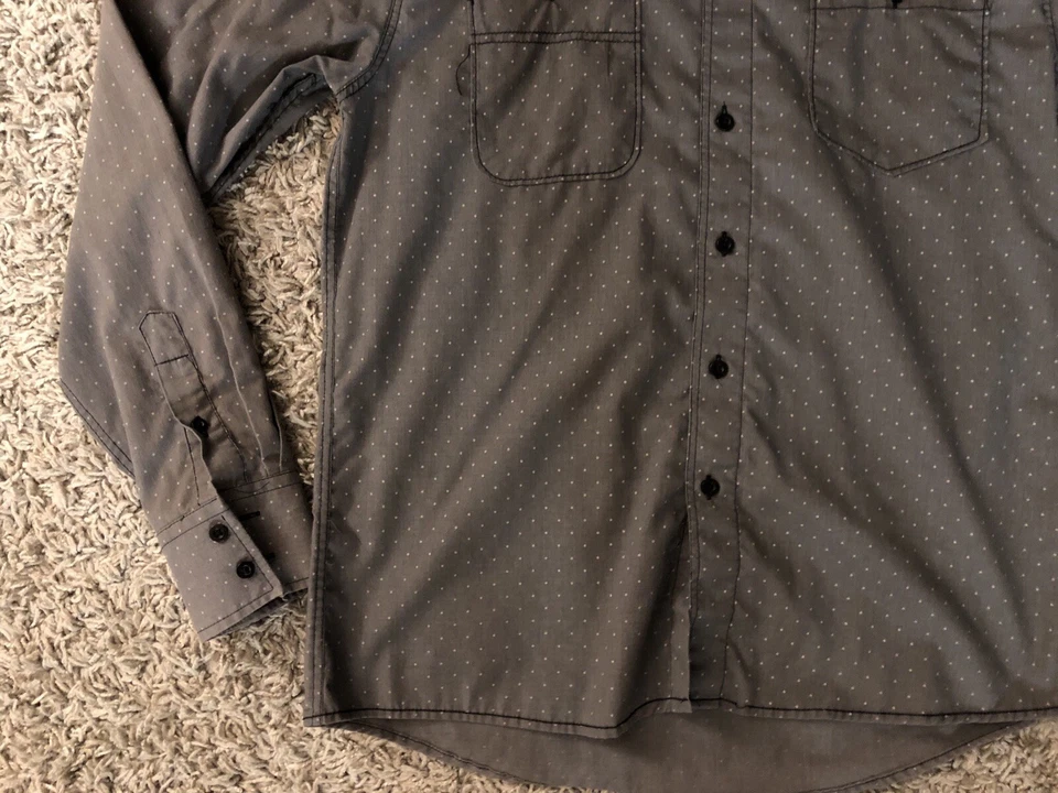 Sovereign Code, Mens Polkadot Long Sleeve Casual Button Down Shirt in Gray - Image 2 of 4