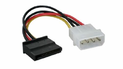 IDE Molex 4-Pin Male to SATA 15-Pin Female 7'' Power Adapter Cable